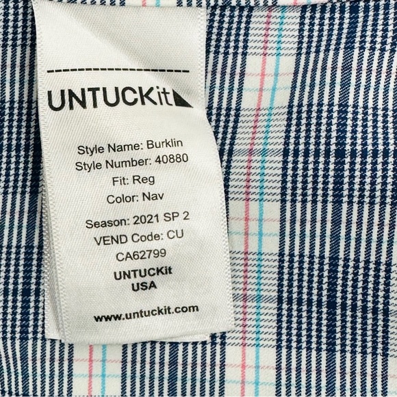 UnTuckIt Men’s size XXL Berklin Blue & White Plaid Ling Sleeve Button Down Shirt - Picture 14 of 14